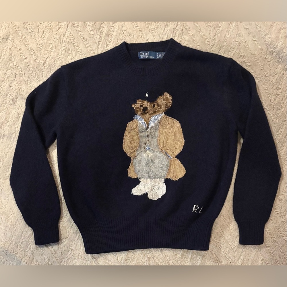 Polo Ralph Lauren Navy Bear Sweater Jumper S